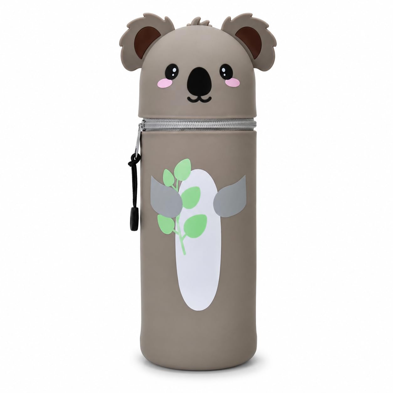 JADUFHU Pencil Case, Stand Up, Soft Silicone, Holds 15 Pens, Koala