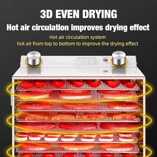Liofilizador de 400 W con 6 capas, deshidratador de alimentos con temperatura ajustable de 35 a 90 °C, temporizador de 0 a 12 horas y flujo de aire de 360°, para frutas, verduras, carne y mariscos.