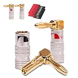 Material und Maße: Die Nakamichi Bananenstecker bestehen aus einem Aluminium Außengehäuse und der Kontakt Pin der Bananenstecker ist 24K vergoldet. Die High End Bananenstecker haben einen Kontakt Pin von 4 mm und der Außendurchmesser beträgt 11 mm , Gesamtlänge des Schrumpfschlauches 35 mm vor Verschrumpfung innen 12 mm Ø nach Verschrumpfung 5 mm Ø zum Schmelzen genügt ein Feuerzeug