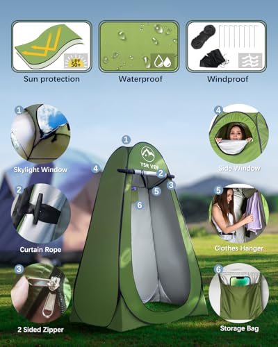 Camping Toilet with Pop-Up Privacy Tent and Liquid Waste Gel, Portable Toilet for Camping with Large Tent, Ergonomic Potty Provides Enhanced Comfort, Suitable for All Ages - Image 4