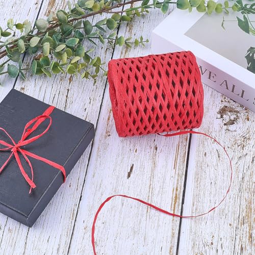 CRASPIRE 218 Yards Raffia Paper Ribbon for Wrapping Ribbon Indian Red Packing Ribbon Raffia Twine String Packing Paper Twine for Christmas Wrapping DIY Craft - Image 4