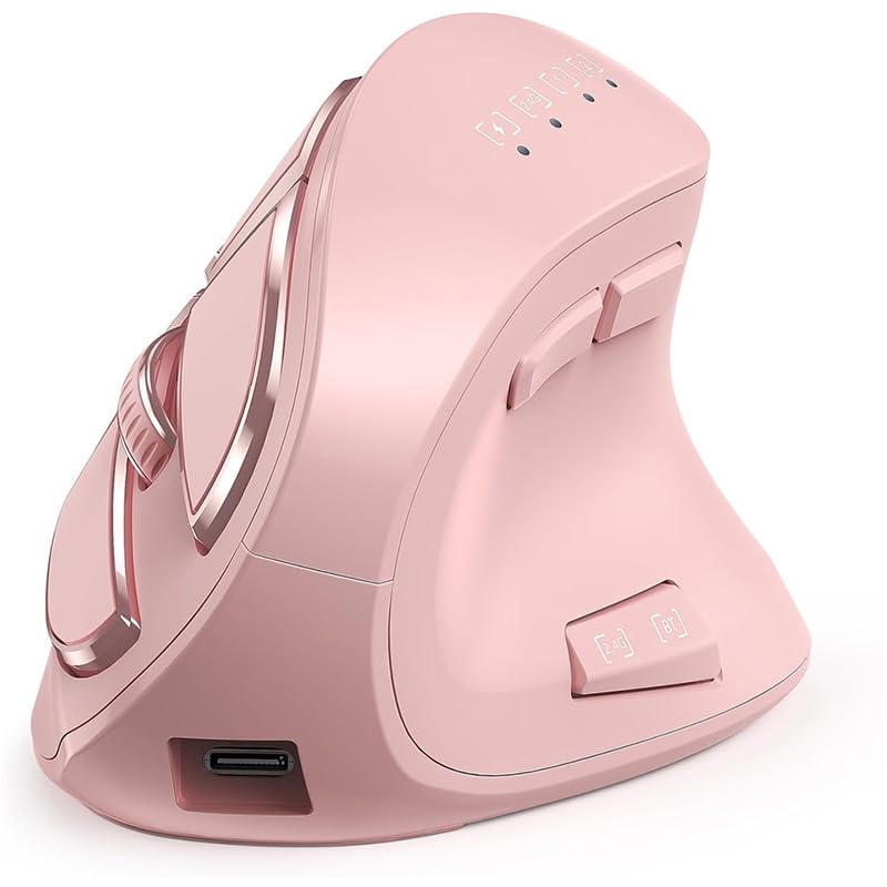JOMAA Vertical Ergonomic Wireless Mouse, 2.4G and Bluetooth 5.0/3.0 Dual Mode, Silent, 3 Adjustable DPI Levels, Rechargeable, for Laptop/PC/Mac/iPad/Android-image-32