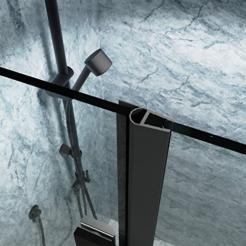 Grogro Frameless Glass Shower Door,36-37.5" W X 72" H Black Bifold Sliding Shower Door,1/4 In Thick Clear Tempered Glass Shower Panel,Matte Black Finish,Pivot Shower Door Installed Left Or Right #TOP7