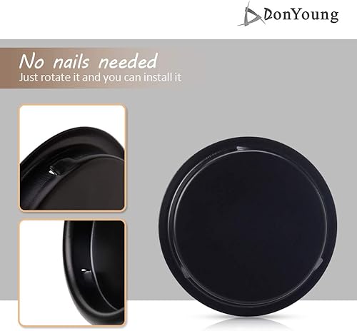 Miniatura 2 de 6 tiradores de dedo para puerta de armario de 2-18 pulgadas, color negro, fácil de poner, circulares, no necesitan clavos, perfecto para puerta de