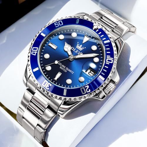 Image of OLEVS Luxury Watches for Men Big Stainless Steel Waterproof Quartz Analog