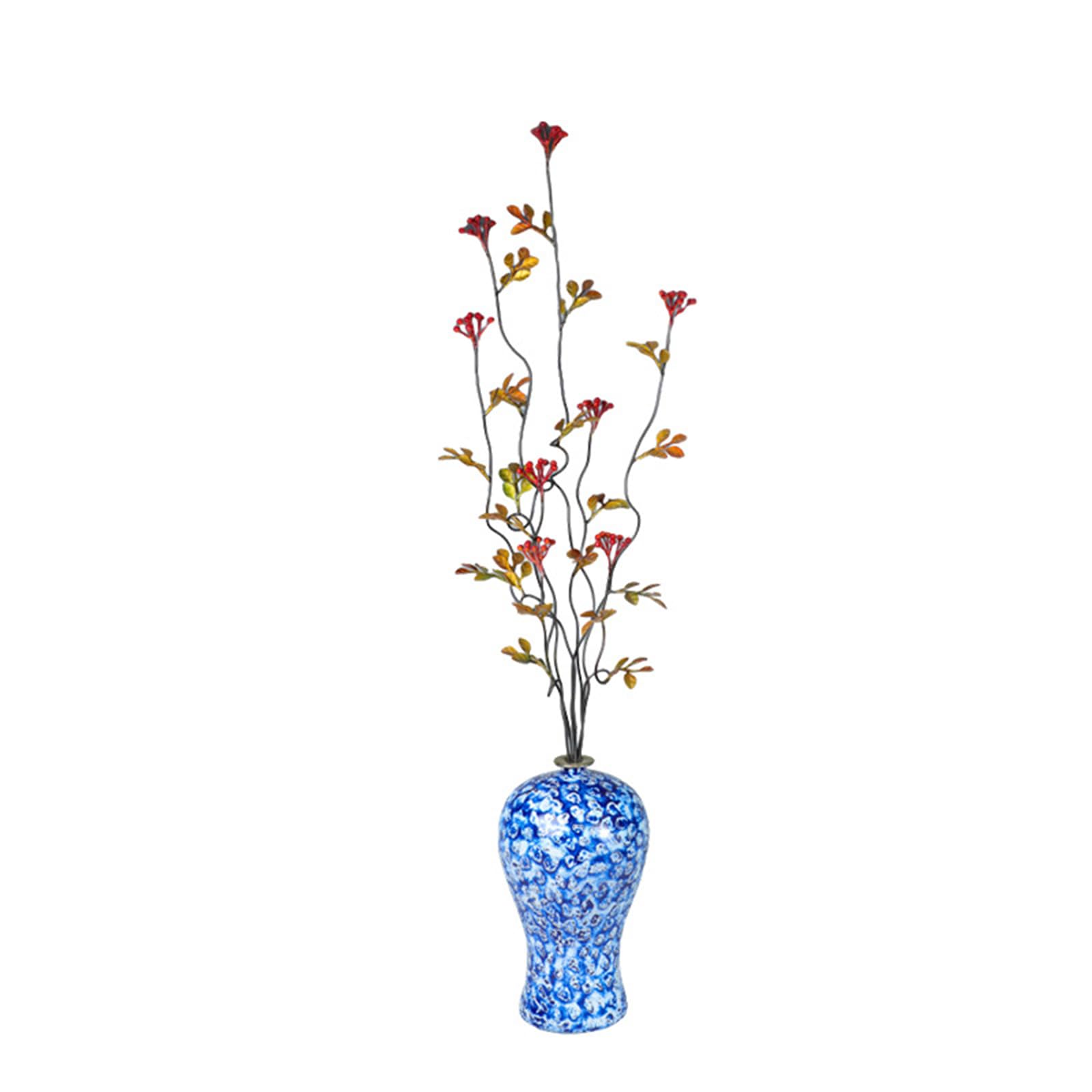 Hhhxkkuu New Chinese Style Metal Floral Art Decor with Ceramic Vase