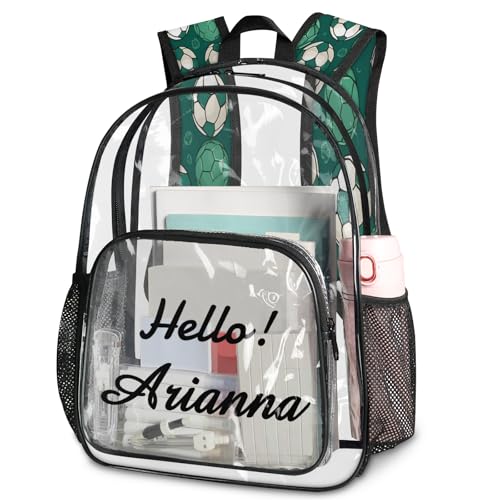 Football Personalized Small Clear Backpack Heavy Duty for Stadium Approved Custom Sport Football Pattern PVC Transparent Backpack with Name See Through Bag for Concerts