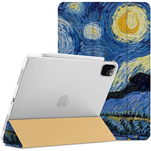 Image of DuraSafe Cases iPad PRO 12.9 4 Gen 2020 [ iPad 12.9 Inch 4th ] A2229 A2069 A2232 A2233 MY2H2HN /A MXAT2HN /A MXAV2HN /A Trifold Printed Hard Smart PC Transparent Back Cover - Starry Night