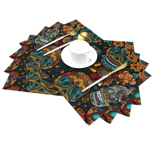 Sets de table crânes en sucre lavables et résistants à la chaleur - 3