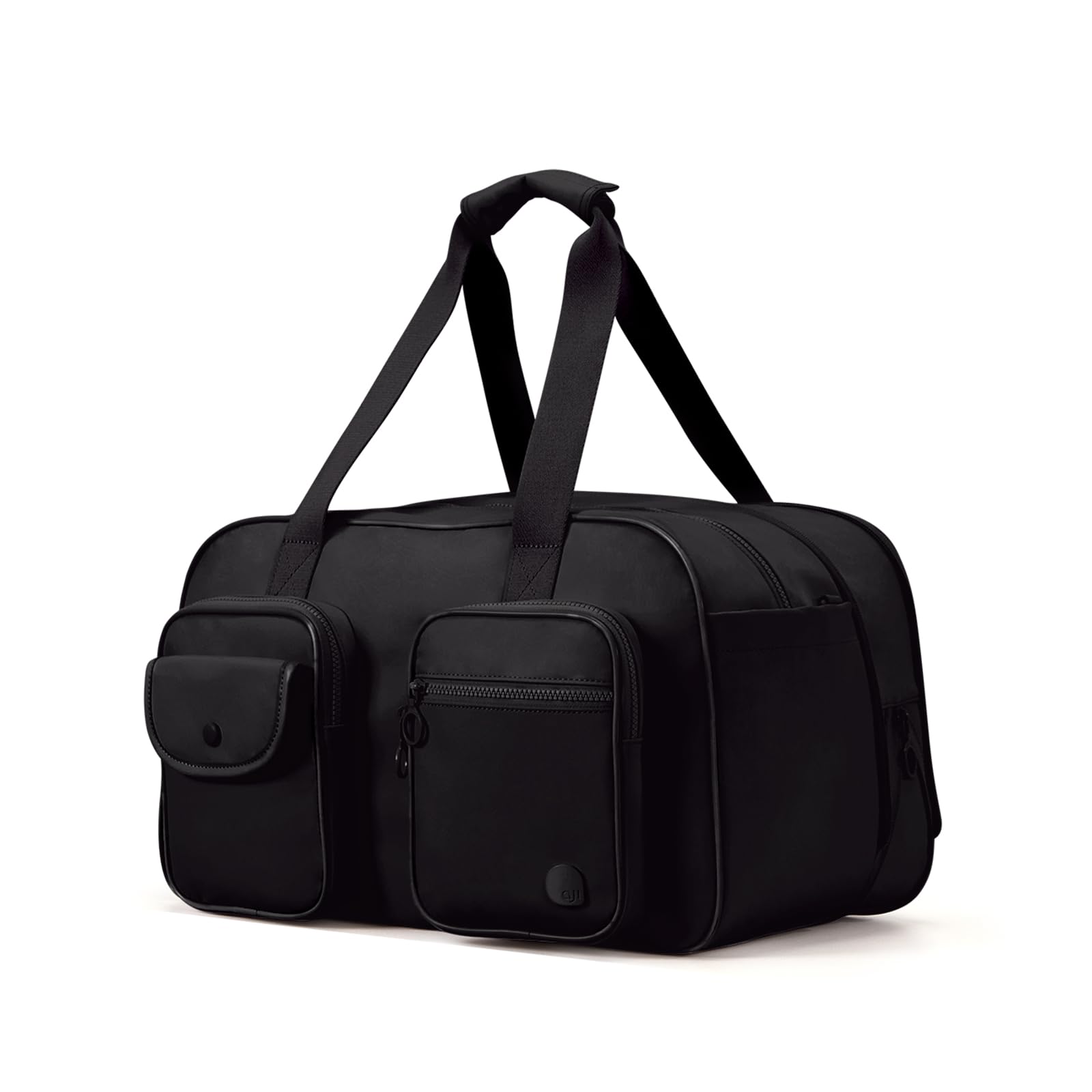 aji Expandable Travel Duffel Bag, Elegant Black Duffle Bag for Travel with Wet Pocket, Carry on Weekender Bags for Men Women, Water Resistant Gym Duffel Bag Sport Bag