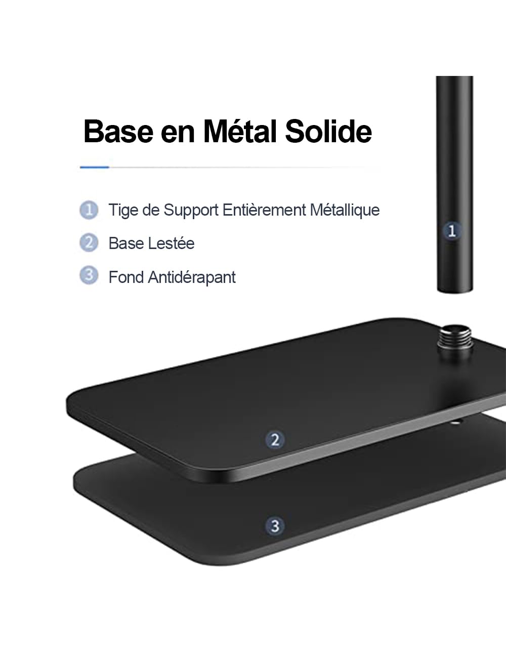 Support de Projecteur en Métal 360° Pivotant et Hauteur Réglable Base en L Discrète Compatible avec XGIMI Nebula VANKYO Jinhoo AuKing