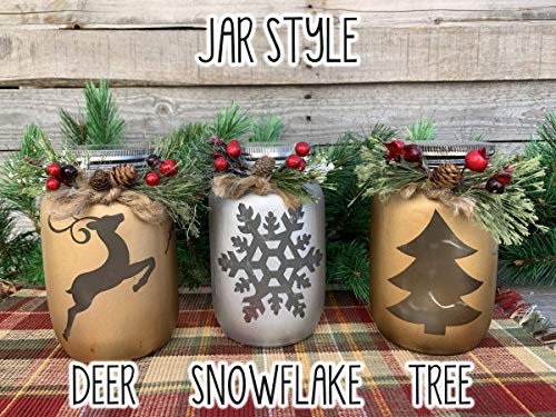 Elegant Reindeer Snowflake LED Mason Jar String Lights for Festive Winter Decor - Image 2