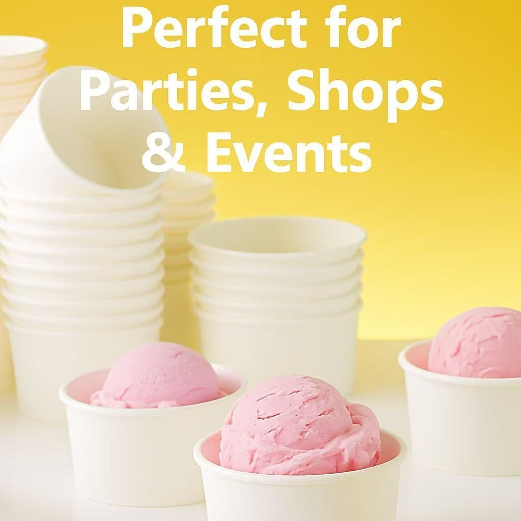 12 oz Paper Ice Cream Cups 1000 Ct Bulk, White,Disposable Dessert, Soup bowls & Gelato Cups, Heavy Duty Food Service, Yogurt and Snacks No Lids (12 oz 1000 count)