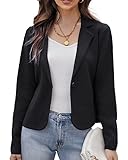 GRACE KARIN Damen Blazer Anzug Offene Front Cardigan Langarm V-Ausschnitt Button Down Arbeit Büro Blazer Jacke Schwarz M