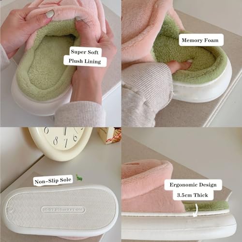 Turtle Slippers, Cute Turtle Plush Slippers Fuzzy Animal House Memory Foam Fluffy Soft Anti-Slip Winter Warm Shoes for Adults Kids (Pink,7-7.5 Women/5.5-6 Men)4
