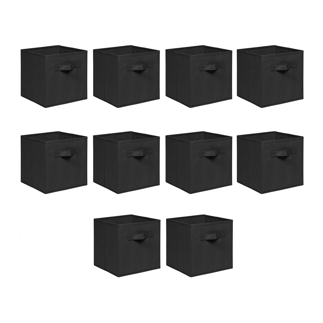 NICEME Foldable Cube Storage Unit Boxes, Non-Woven Fabric Storage Boxes Set, Clothes Drawers for Shelves, 26.5x26.5x28 cm (Black, Set of 10)