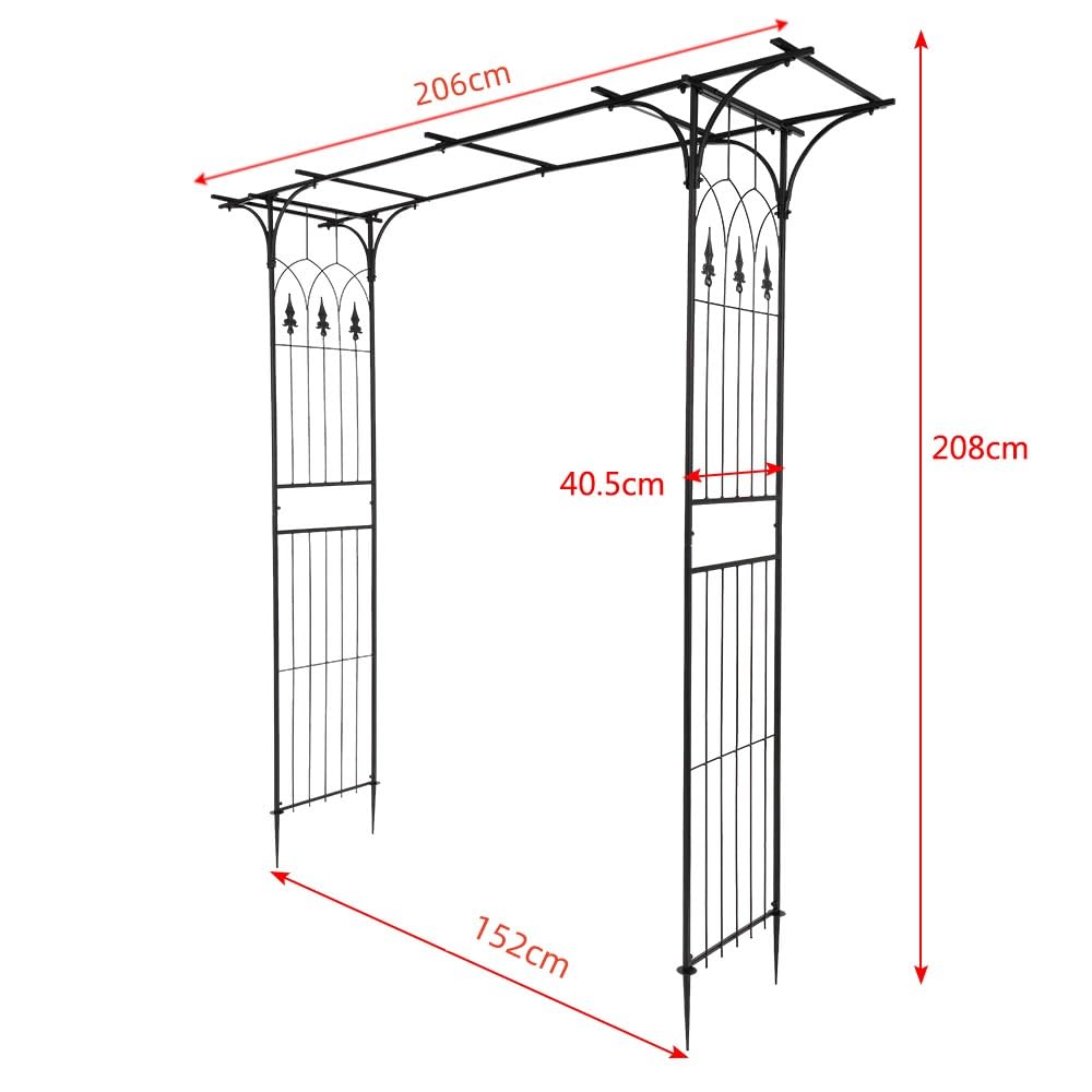 LEADZM Arche en Fer forgé Arche de Cour Arche de Jardin adaptée aux Plantes grimpantes Arrangement de Mariage de pelouse