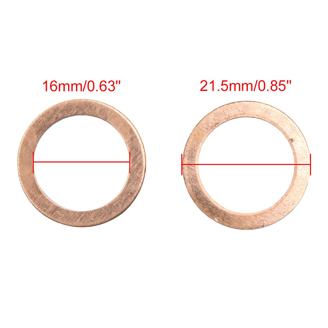 X AUTOHAUX 16mm Inner Dia Copper Crush Washer Flat Sealing Gasket Ring 50pcs, Copper Tone, 14 x 10 x 1.5 cm - Image 3