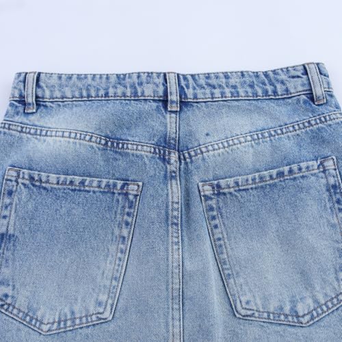 Womens Denim Mini Skirt Casual Stretch Low Waist Jean Skirts with Pockets Slim Fit4