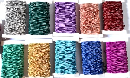 Image of GoSetGet! 10 Colors | 30 Mtrs | 1.5mm Metal Ball Chain for Jewelry Making, Crafts, Decorative, Long Lasting (30 Mtr-10Colors)