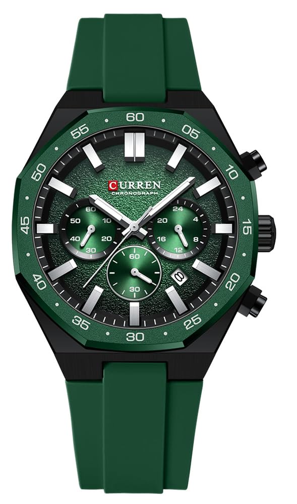 FANMIS Montre de sport militaire pour homme - Étanche - Chronographe - 43 mm - Grand cadran - Classique - Style décontracté - Bracelet en silicone