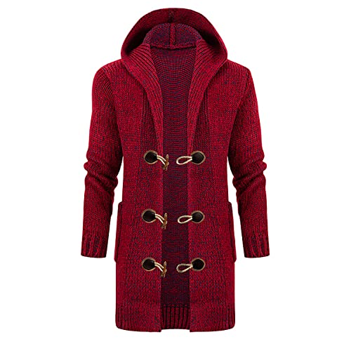 Ymosrh Men's Peacoat Jacket Trench With Hood Long Jacket Fall Winter Knitted Overcoat Pea Outwear Coats, M-4XL2