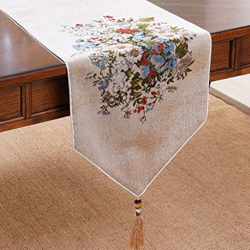 Vintage Table Runner Jacquardwith Tassel Rectangle NonSlip Durable Home Decor for Baby Shower Indoor and Outdoor Hotel
