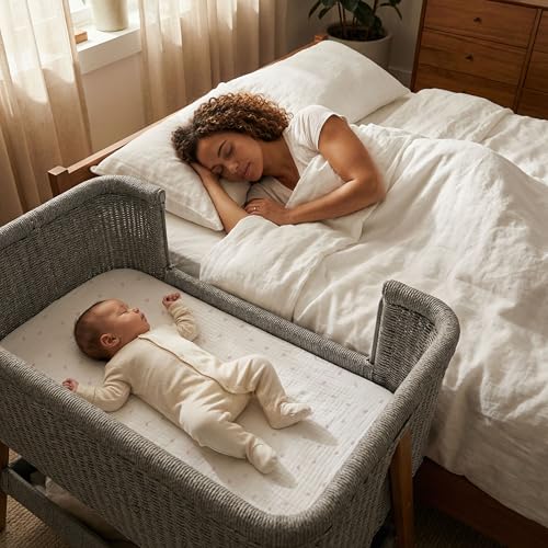 Image of Gllquen Baby 3-Pack Muslin Cotton Bassinet Sheets, 33 inchx20 inch Bedside Sleeper