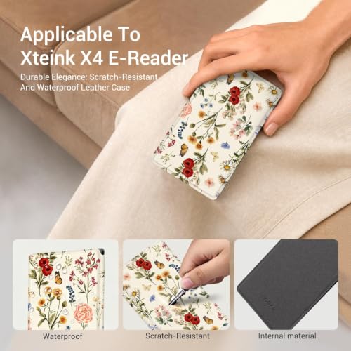 Image of CoBak Magnetic Case for XTEINK X4, Ultra-Lightweight Protective Cover for Xteink X4 E-Reader, Secure Magnetic Attachment(Classical Flowers)
