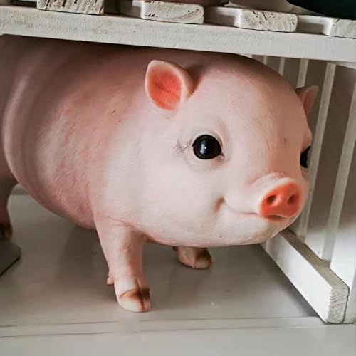 Garden Statue Baby Pig Decorative Garden Figurines Gift, Cute Pig Garden Statue Resin Lawn Ornaments, Durable Farmhouse Animal Sculpture Art Decoration For Home Outdoor Décor (White, Standing) #TOP3