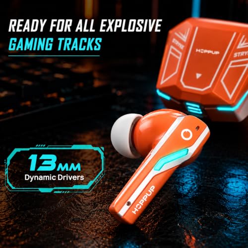 Image of HOPPUP Stryke S2 Gaming Earbuds, 35ms Low Latency, Bluetooth v6.0, 13mm Drivers, 60H Playtime, RGB LED, Type-C Fast Charging, TWS Wireless Earphones with Mic