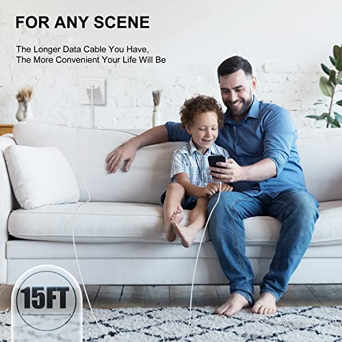 Extra Long Iphone Charger Cable 15 Ft/5M,[Apple Mfi Certified] Usb To Lightning Cable15 Ft, Iphone Fast Charging Cord For Apple Iphone 14/13/12/11/11Pro/11Max/ X/Xs/Xr/Xs Max/8/7,Ipad(White) #TOP6