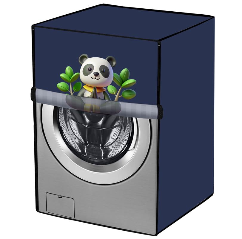 Amodori Front Load Washing Machine Cover Compatible for Samsung 9 Kg (WW90T4040CX1TL) | Waterproof | Blue Cartoon Icon Print