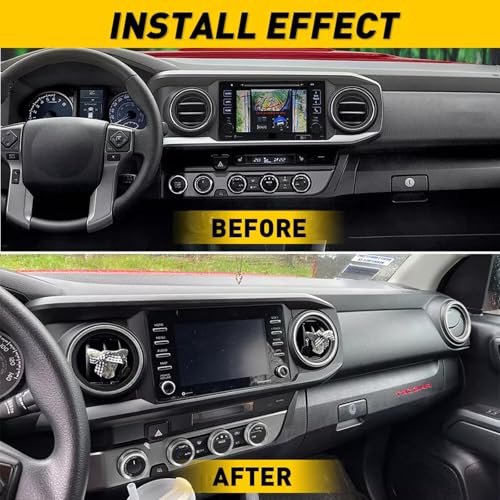 Image of Aluminum Alloy AC Knob Covers & Vent Outer Rings Kit for Toyota Tacoma 2016-2023 (8pcs Silver) - HVAC Control Button Covers, Air Conditioner Vent Trim Rings