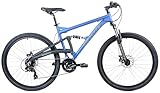 Gravity FSX 27.5 DLX24 Dual Suspension with Disc Brakes Mountain Bike 27.5 in 650b Wheels Satin Blue (21 inch = Large/XLrg fits* 6'2' to 6'5')