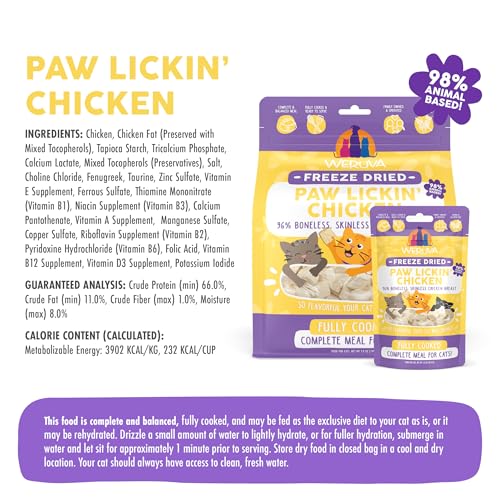Weruva Cat Freeze Dried, Paw Lickin\' Chicken with Chicken Breast, 7oz Bag