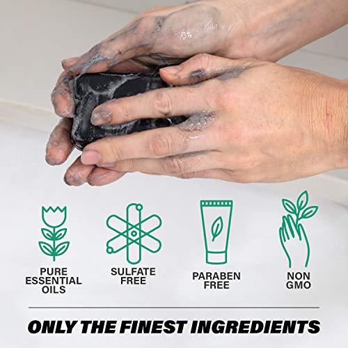 Southern Natural Activated Charcoal Soap Bar (3 Pack) Charcoal Face Soap, Acne Soap And Body Soap For Sensitive Skin. Made With Dead Sea Mud, Goat Milk & Peppermint Essential Oil. 4-4.5 Oz Bars #TOP3