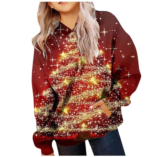 Sudadera Niña 4 Años - con Capucha De Manga Larga para Suave con Estampado Navideño Suéteres Lindos para Ropa Superior para S (9-10 Years)