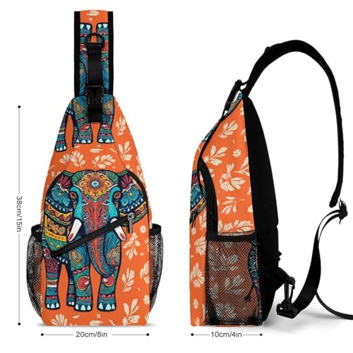 Lightweight Chest Shoulde Bag For Travel Hiking, Fashion Dress Decor Sling Bag, African Tribal Nations Elephants Art Cross Body Pocket Pack2