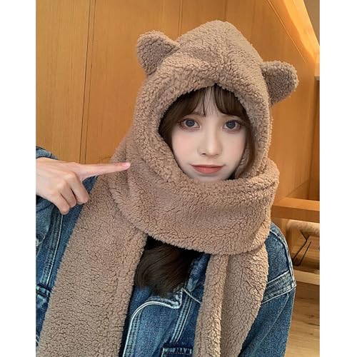Furry Scarf Hat Gloves Set for Women Outdoor Sports Furry Soft Hat Thickened Headgear Hat for Winter Sports3