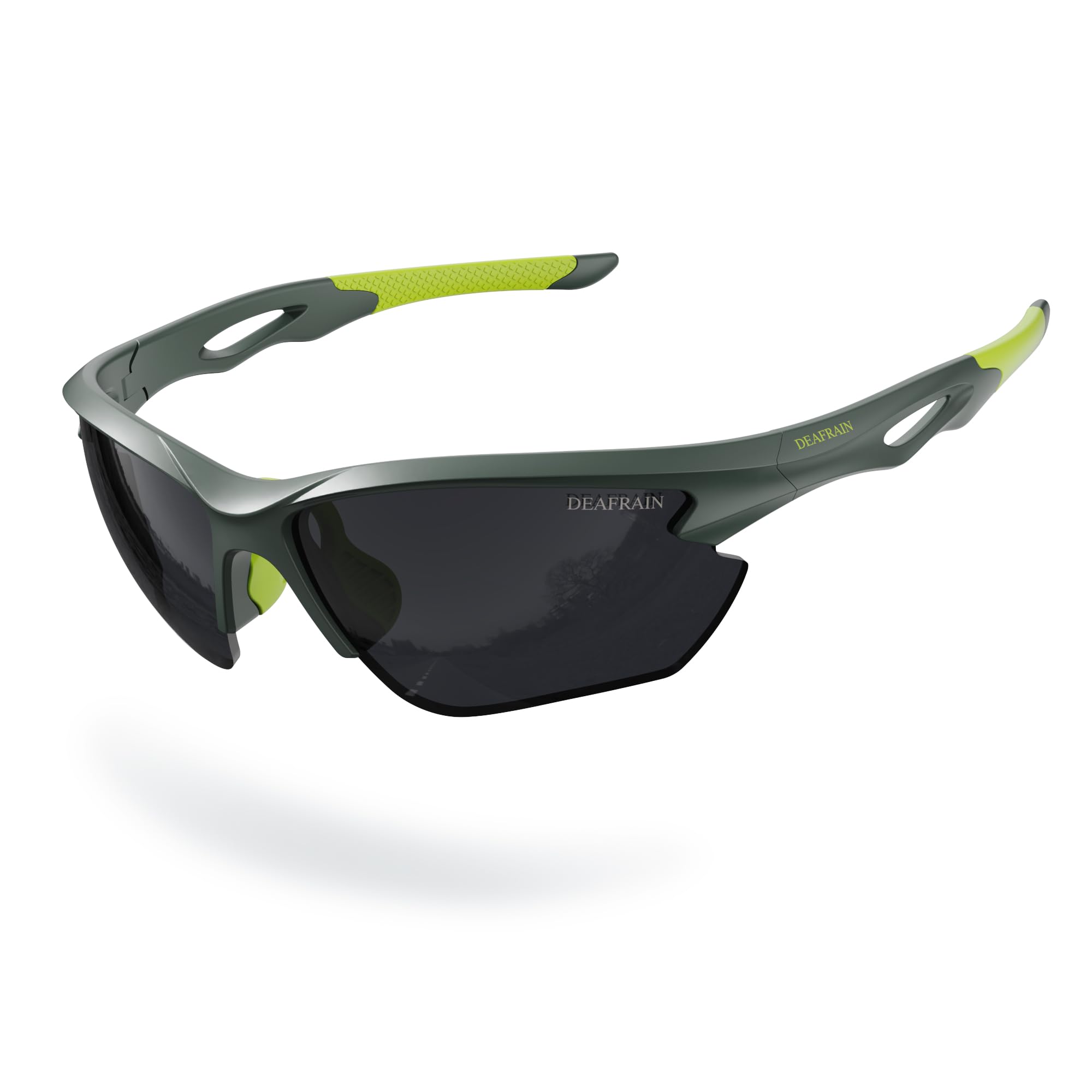 DEAFRAIN Occhiali da sole sportivi polarizzati per uomo e donna, ciclismo, corsa, pesca, montatura infrangibile TR90, protezione UV