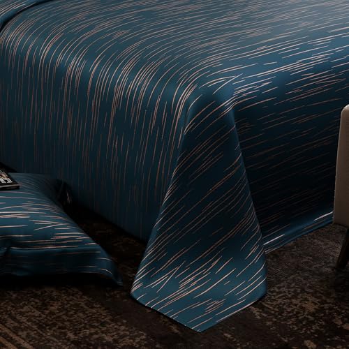 Image of Stoa Paris 350TC Luxstre Cotton Super King Printed Bedding Set for King & Double Size Beds with 2 Pillow Covers, 274 x 274cm Bedsheet, All-Season Comfort, Breathable, Home Decor, Panache 2.0 - Teal