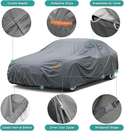 Image of GUNHYI 16 Layers Car Cover Waterproof All Weather, Heavy Duty Outdoor Car Cover Universal Fit Sedan Coupe Chevrolet Caprice, Buick Roadmaster /Riviera, Ford Crown Victoria, Cadillac DTS etc.