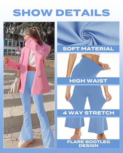 Sundwudu Black Flare Yoga Pants for Women - Soft High Waist Bootcut Leggings Tall & Long Bootleg Pants for Women
