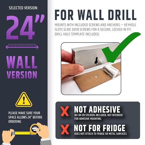 Image of 24 Inch Heavy-Duty Magnetic Knife Holder for Wall (Large Size) - Premium Stainless Steel Magnetic Knife Strip - Professional Space-Saving Knife Bar With Powerful Magnetic Pull Force (Upgraded Version)