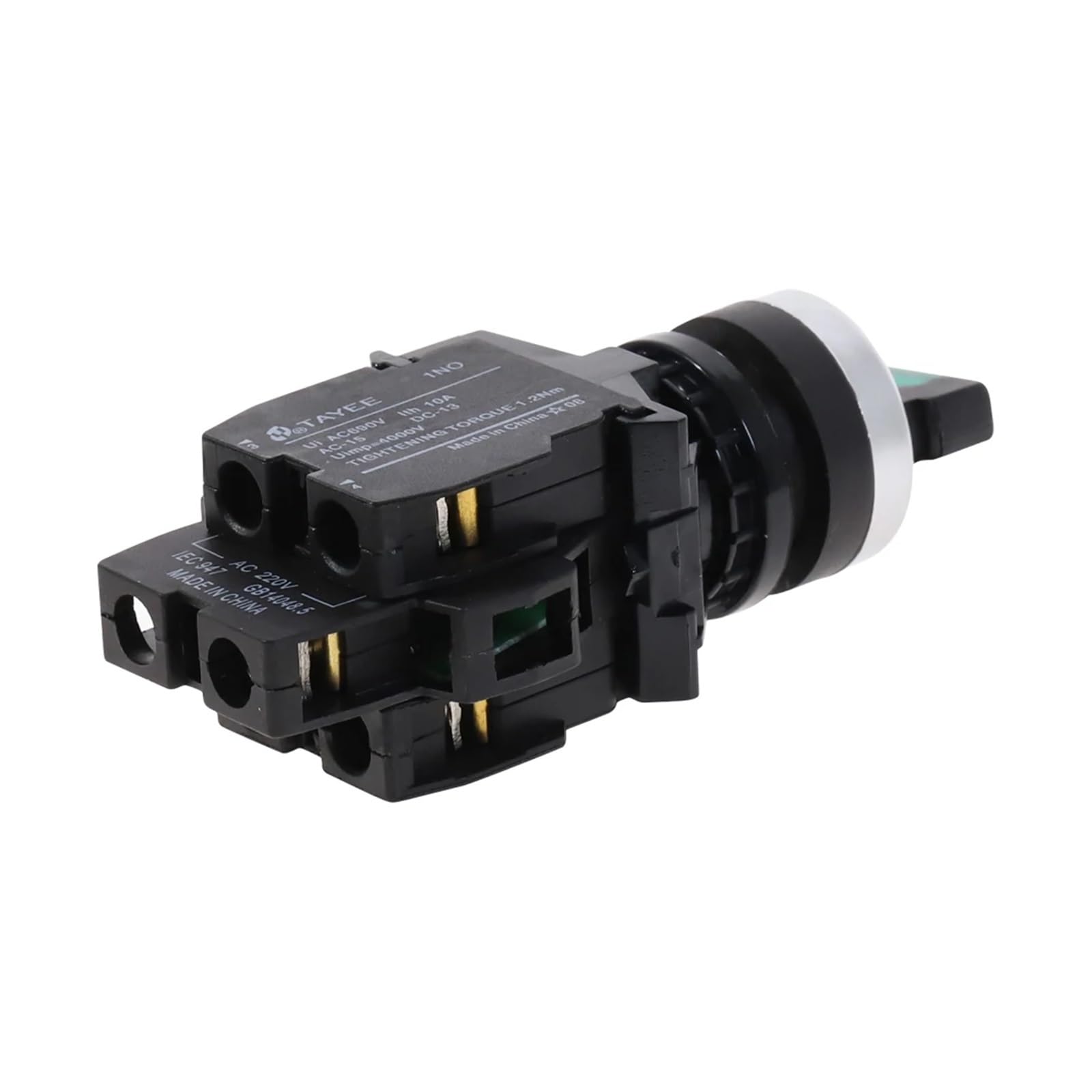 Interruptor selector de 2 posiciones Botón pulsador de luz verde