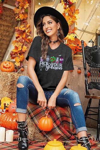 FLOYU Chillin Like a Villain Shirt Women Halloween Villains Shirts Bad Girls Tops Halloween Letters Print Clothes3