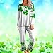 Comfy Holiday Lounge Sets for Women Gradient Color Luck Irish Shamrock Matched Sleepwear Wear Green Pj Party Outfit