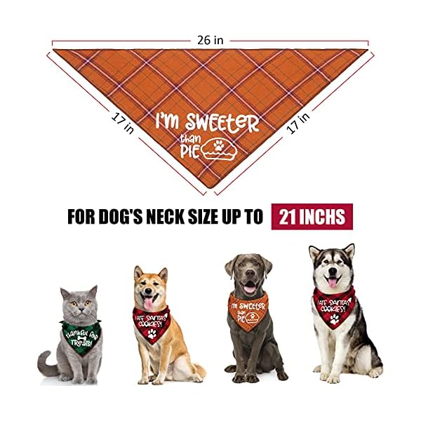 3 pack thanksgivng dog bandana, fall classic plaid halloween christmas xmas autumn triangle bandanas scarf bibs kerchief gift set - pet holiday accessories decoration for small to large dogs cats pets - image 3