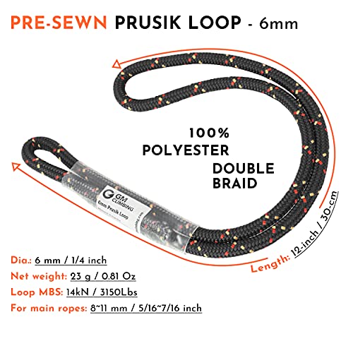 Gm Climbing GM8104RED 12In 6Mm Prusik Loop Pre-Sewn thumb #1